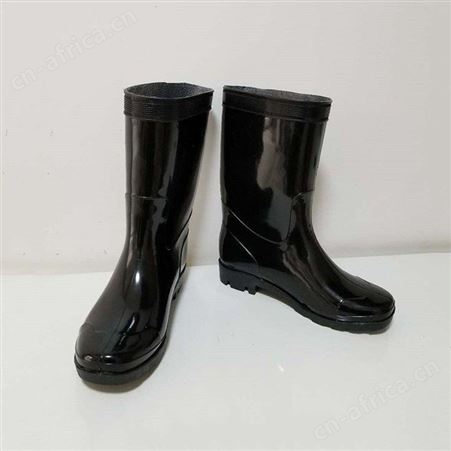 中筒单层雨靴消防救援橡胶水鞋PVC应急雨靴消防防汛中筒雨鞋继开