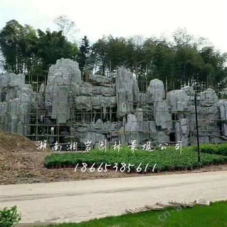 南昌湘岩园林假山 空心塑石假山制作 景区仿真塑山 水池塑石假山设计公司