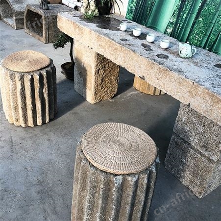 庭院户外摆放休闲石桌凳 旧石桌 庭院石桌石凳 仿古做旧石头茶桌