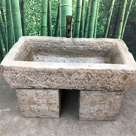 天然古式石头洗手盆 元宝槽 洗手池 别墅庭院旧石槽 文建石材