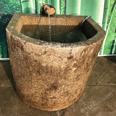 青石水缸 养鱼石缸 仿古庭院观赏鱼缸盆 流水景观摆件