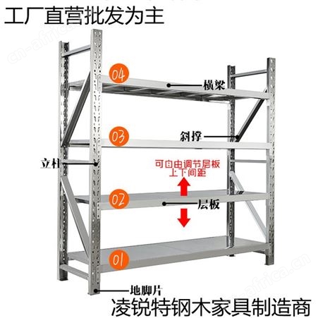 0076不锈钢货架 商用多层重型置物架仓库仓储冷库架子