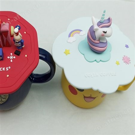 陶瓷杯杯盖创意马克杯吉祥物公仔礼品硅胶杯盖免费画立体图厂家