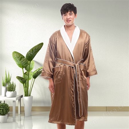 双层仿真丝浴袍 外贸加厚 保暖睡袍 桑拿水疗美容会所