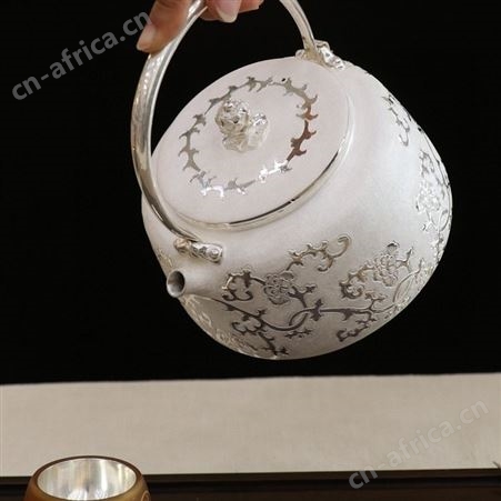 哑光纯手工银壶纯银999一张打泡茶烧水壶日式家用功夫银茶具礼品