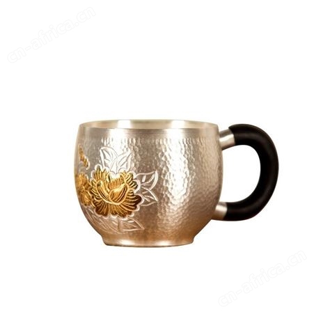 纯手工银茶杯子 999带手柄单个纯银主人品茗茶杯茶盏喝茶水杯
