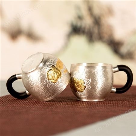 纯手工银茶杯子 999带手柄单个纯银主人品茗茶杯茶盏喝茶水杯