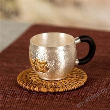 纯手工银茶杯子 999带手柄单个纯银主人品茗茶杯茶盏喝茶水杯