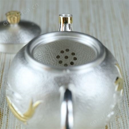 连年有余高档纯银茶具套装s999全手工泡茶煮水银壶公道杯喝茶杯子