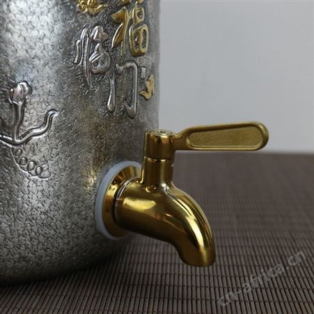 福禄纯银家用水缸S999高档净水器茶道配件盛水容器足银工艺品水桶