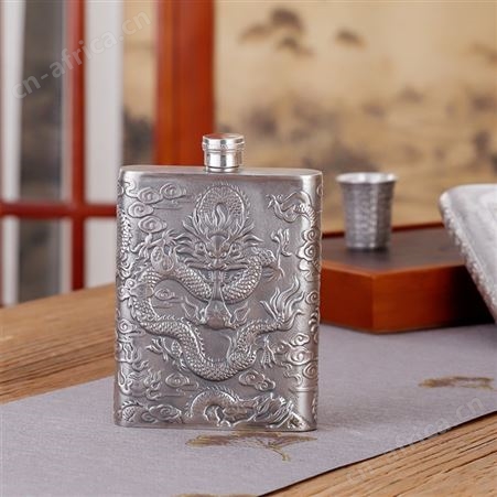 纯银酒壶随身便携式小酒壶 足银999户外行军壶酒具银酒具迷你水壶