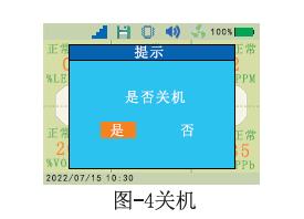 便携式六合一气体检测仪关机提示